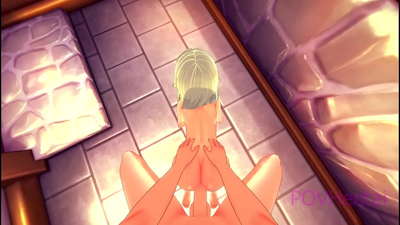 (Trap) Elfiešu kalpone palīdz nomazgāt seju.